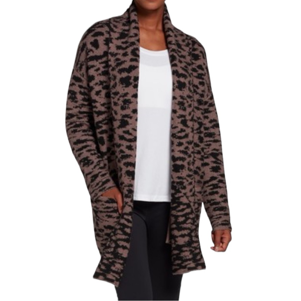 CALIA Women's Knit Cardigan Coatigan Oversized Chunky Size 2XL XXL Animal Print